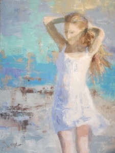 Lady at Beach Sunset - 30 x 40 - $900